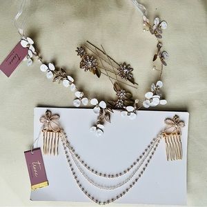 Trove Bridal Wedding 14k gold Plated Pearl Hair Accessories